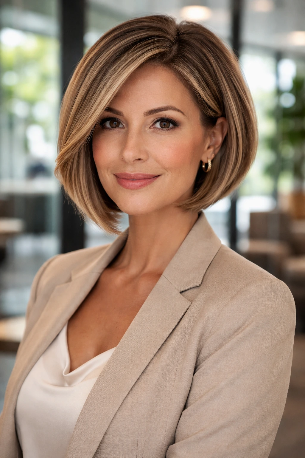 Portrait of a woman in an A-Line Bob with stacked back