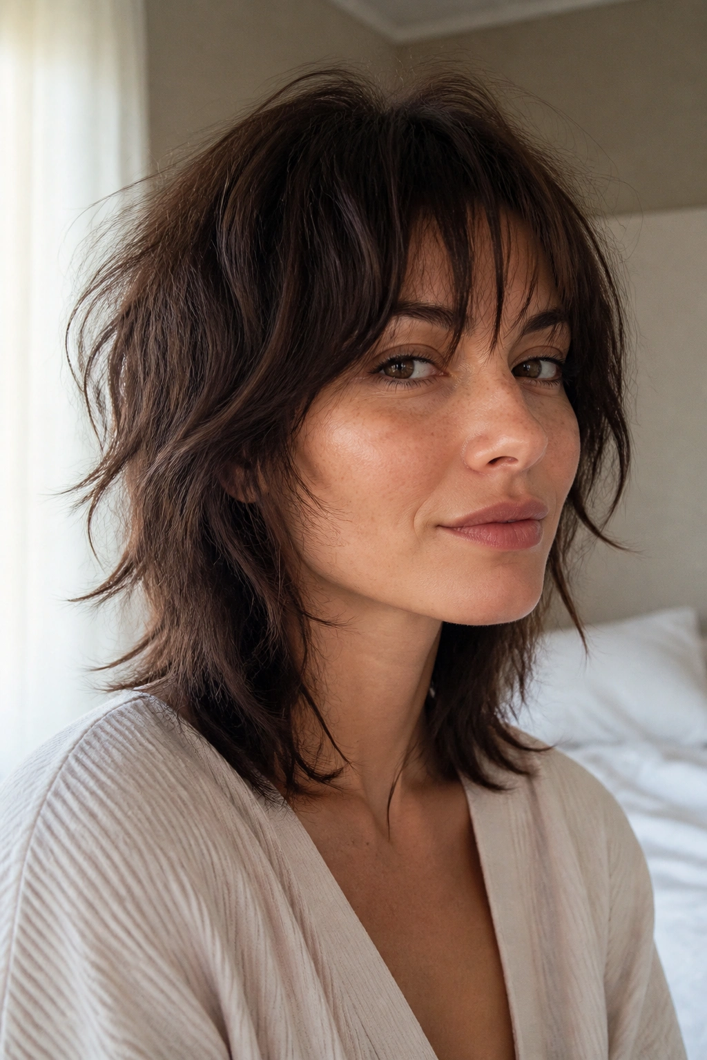 Real person with air-dry shag texture and layered front