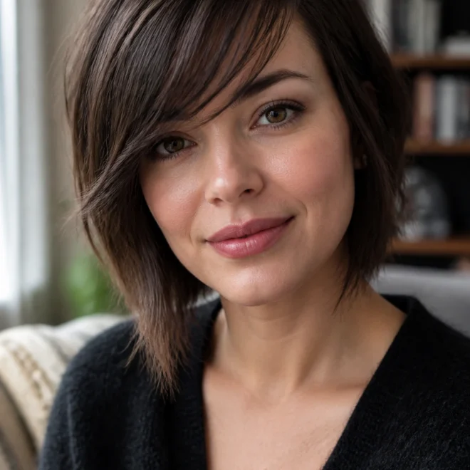 30 Asymmetrical Bangs Ideas for Round Faces