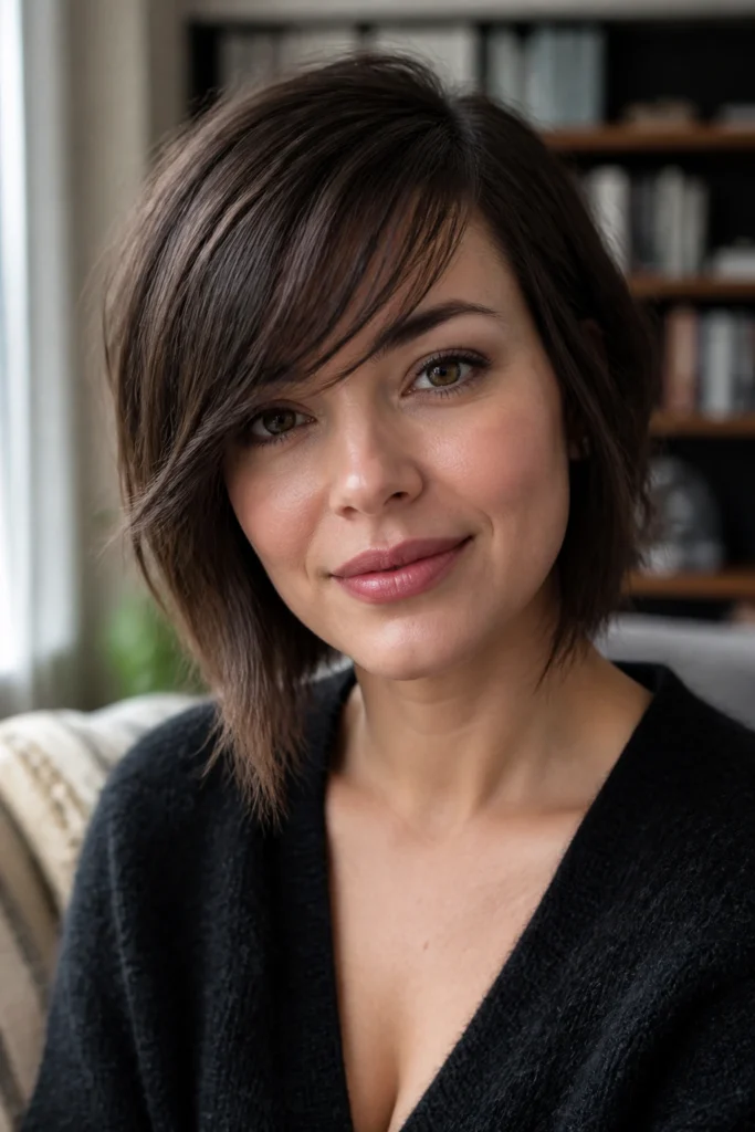 30 Asymmetrical Bangs Ideas for Round Faces