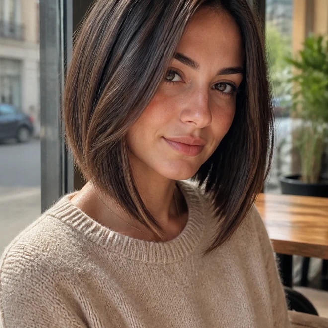 22 Long Brunette Bob Haircuts for Round Faces