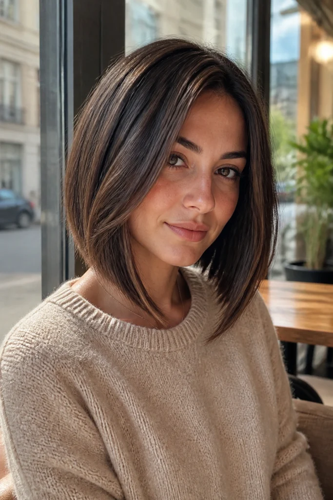 22 Long Brunette Bob Haircuts for Round Faces