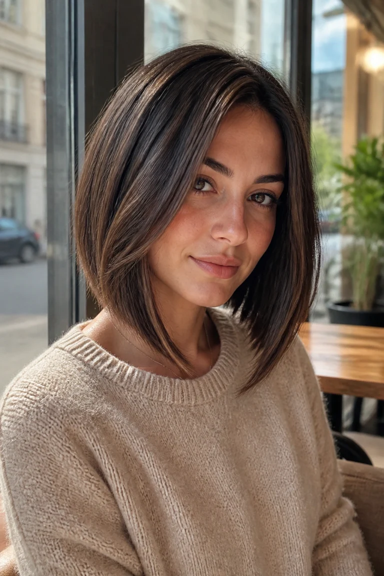 22 Long Brunette Bob Haircuts for Round Faces