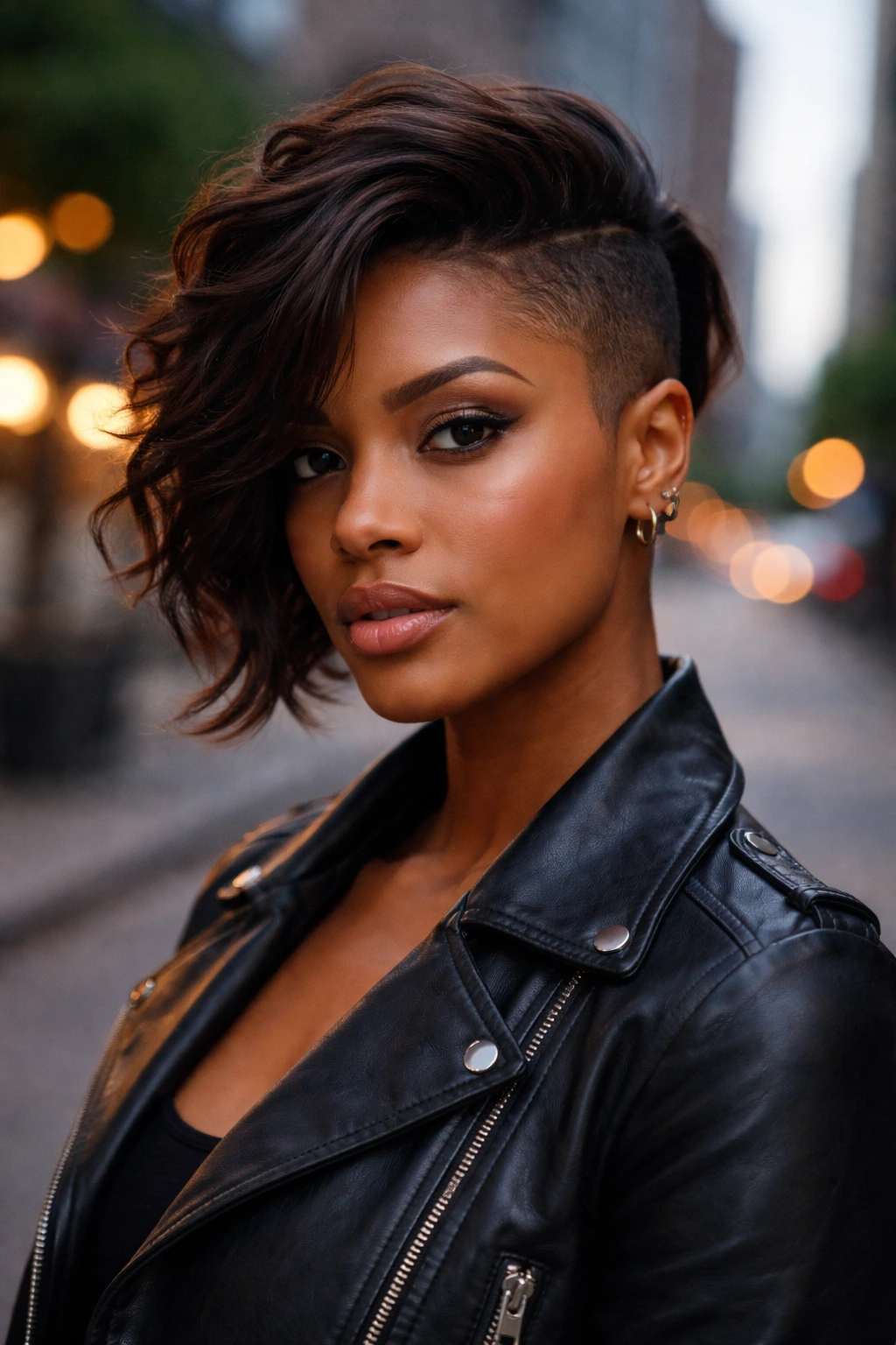 Close-up portrait of a real person with an asymmetrical undercut