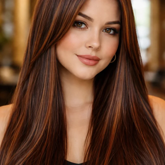 18 Red Brown Highlights for Round Faces