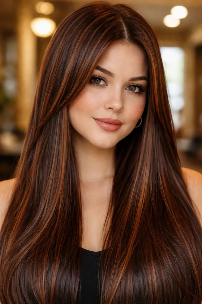 18 Red Brown Highlights for Round Faces