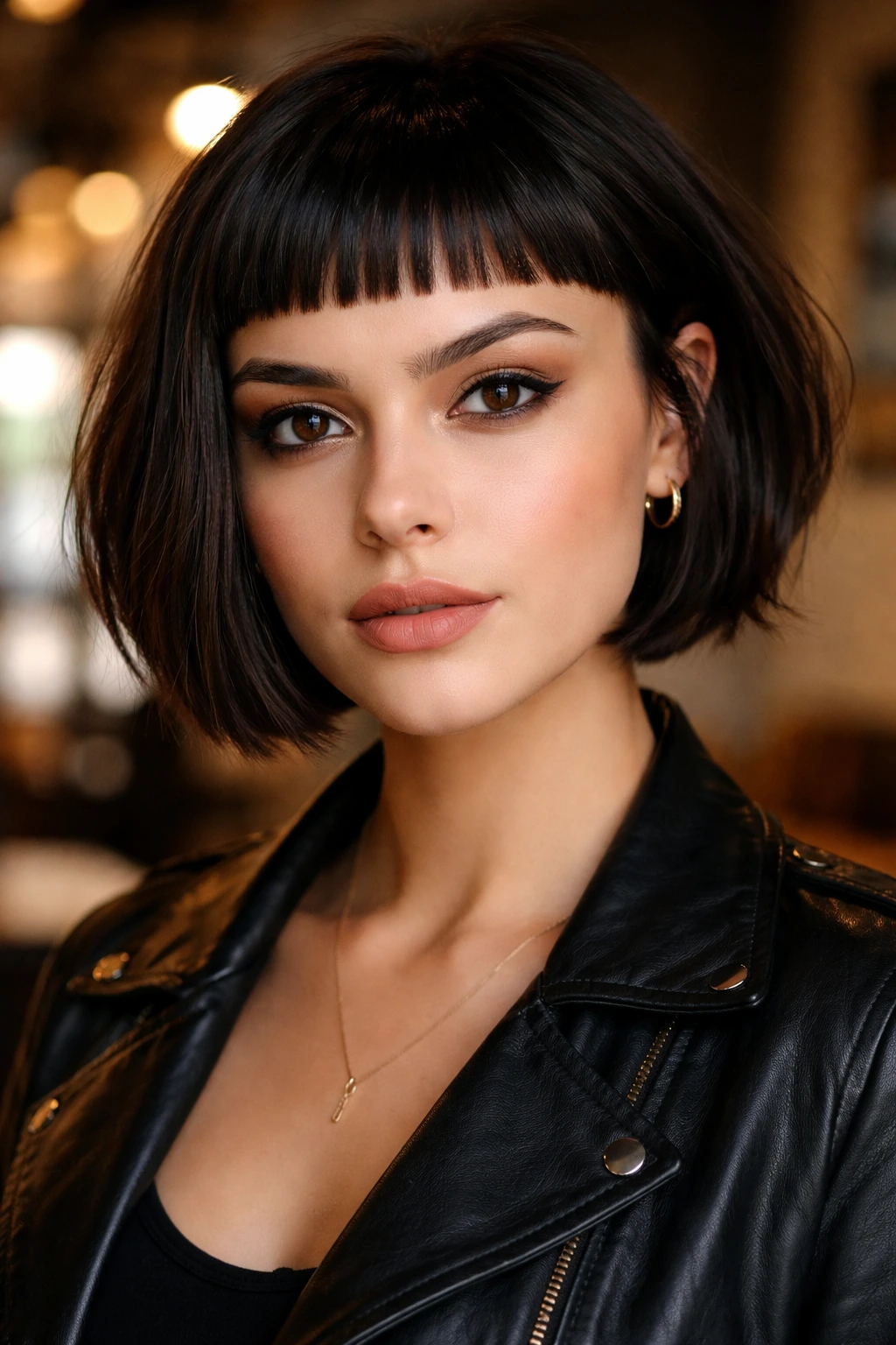 Portrait of a person with micro bangs and textured bob