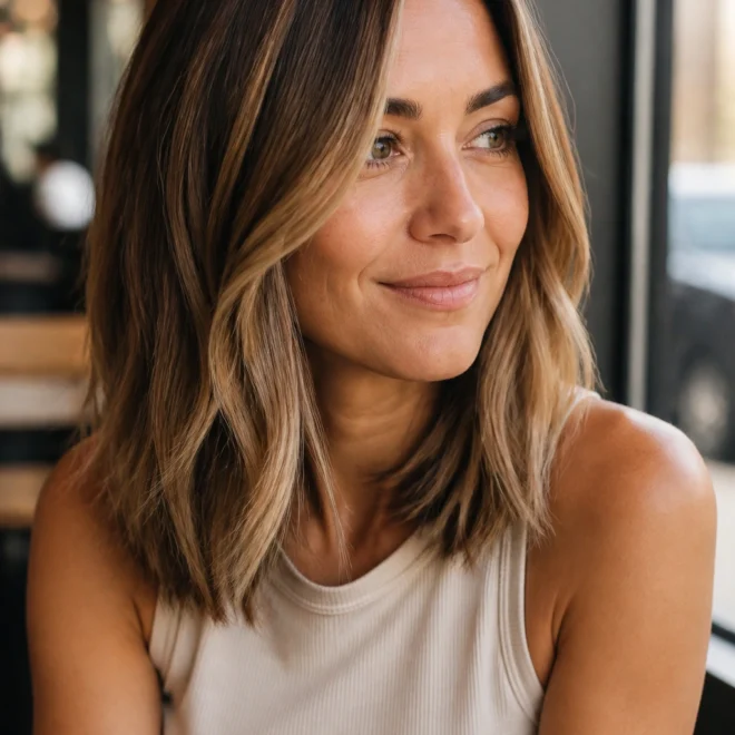 28 Brown Blonde Balayage Looks for Round Faces