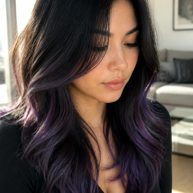 18 Black Purple Hair Color Ideas for Round Faces