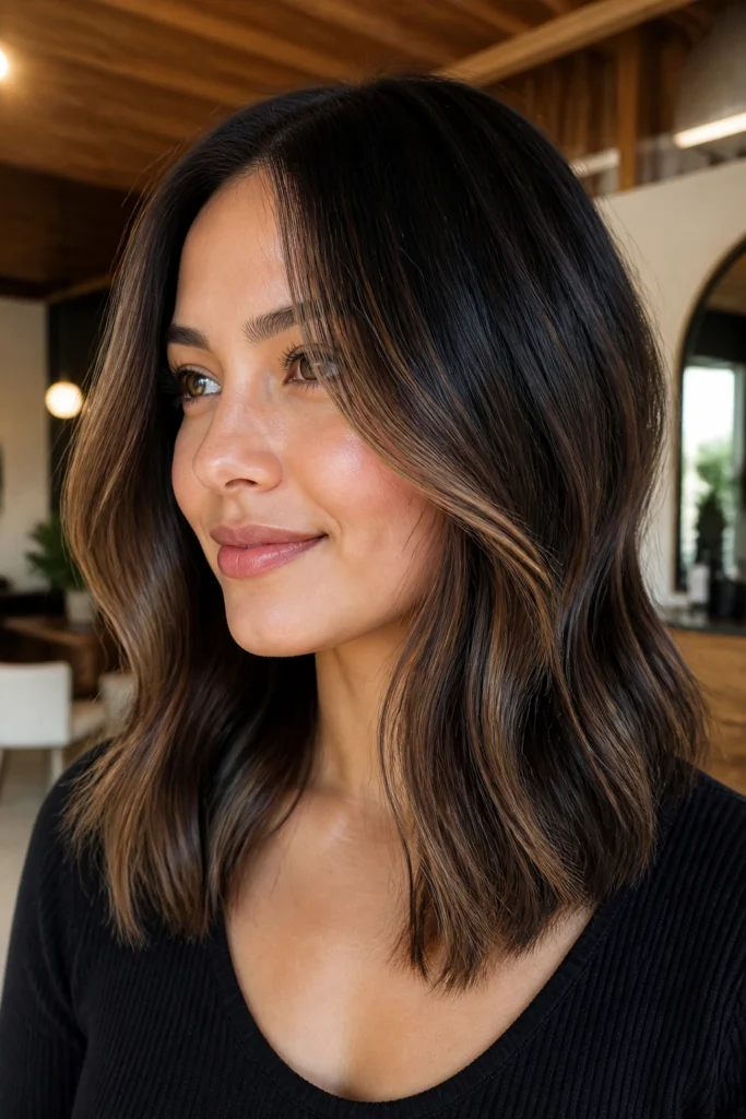 18 Black Balayage Looks for Round Faces