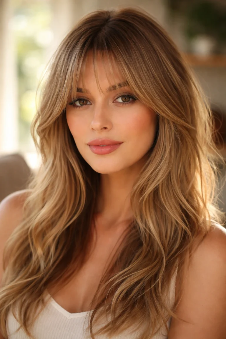22 Long Bangs Ideas for Round Faces
