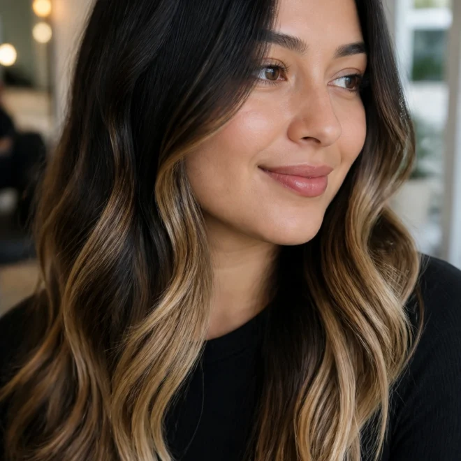 18 Black Blonde Highlights for Round Faces