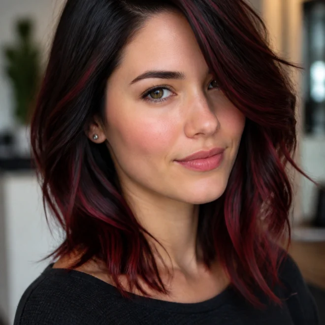 30 Black Red Hair Color Ideas for Round Faces