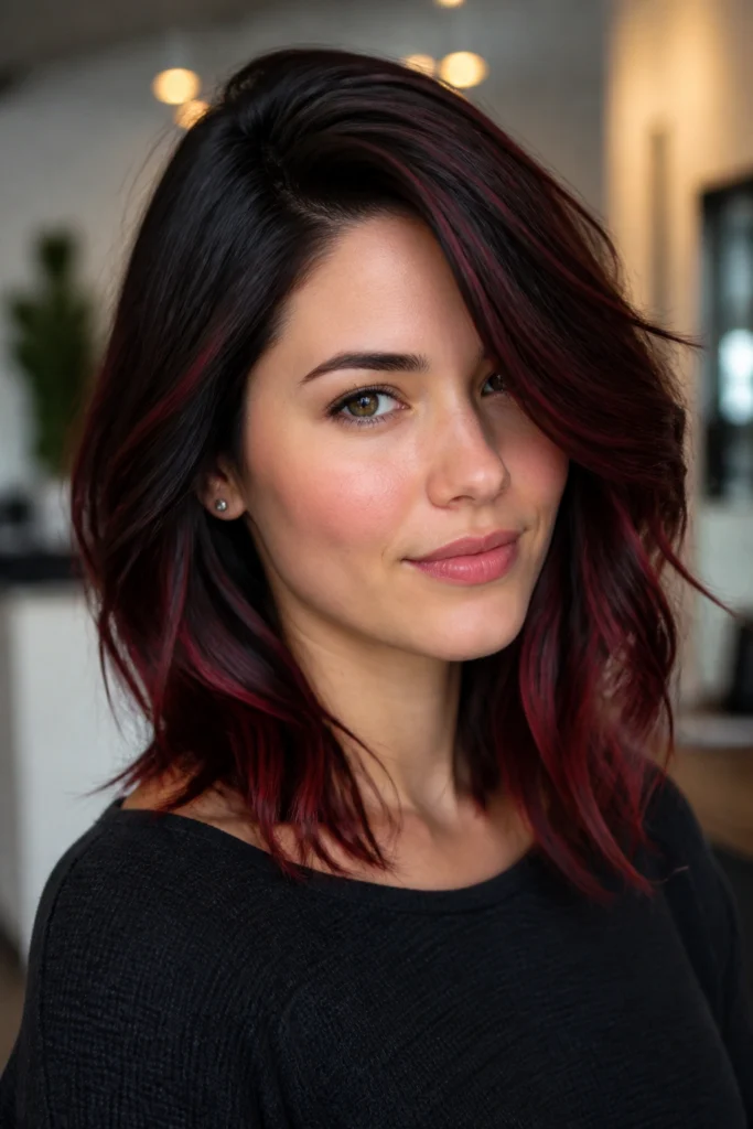 30 Black Red Hair Color Ideas for Round Faces