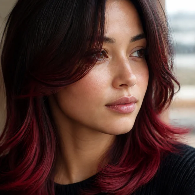 22 Red Black Hair Color Ideas for Round Faces