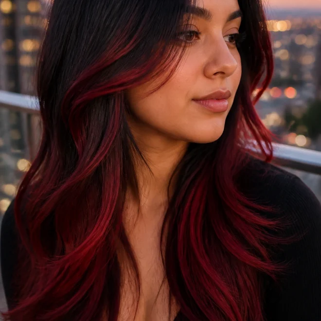 28 Red Black Highlights for Round Faces