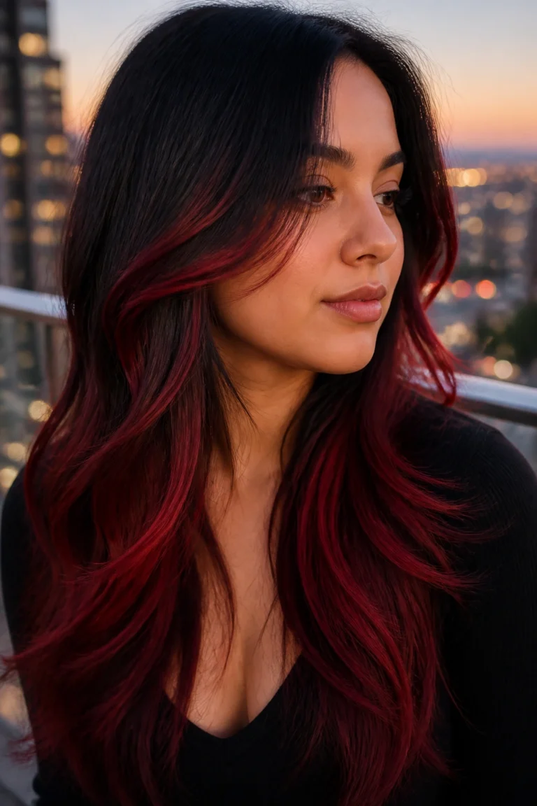 28 Red Black Highlights for Round Faces
