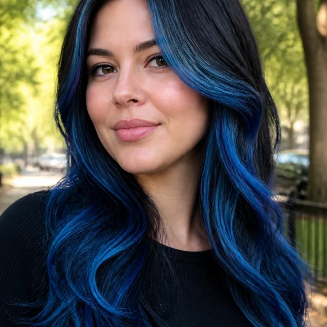 18 Blue Hairstyles for Round Faces