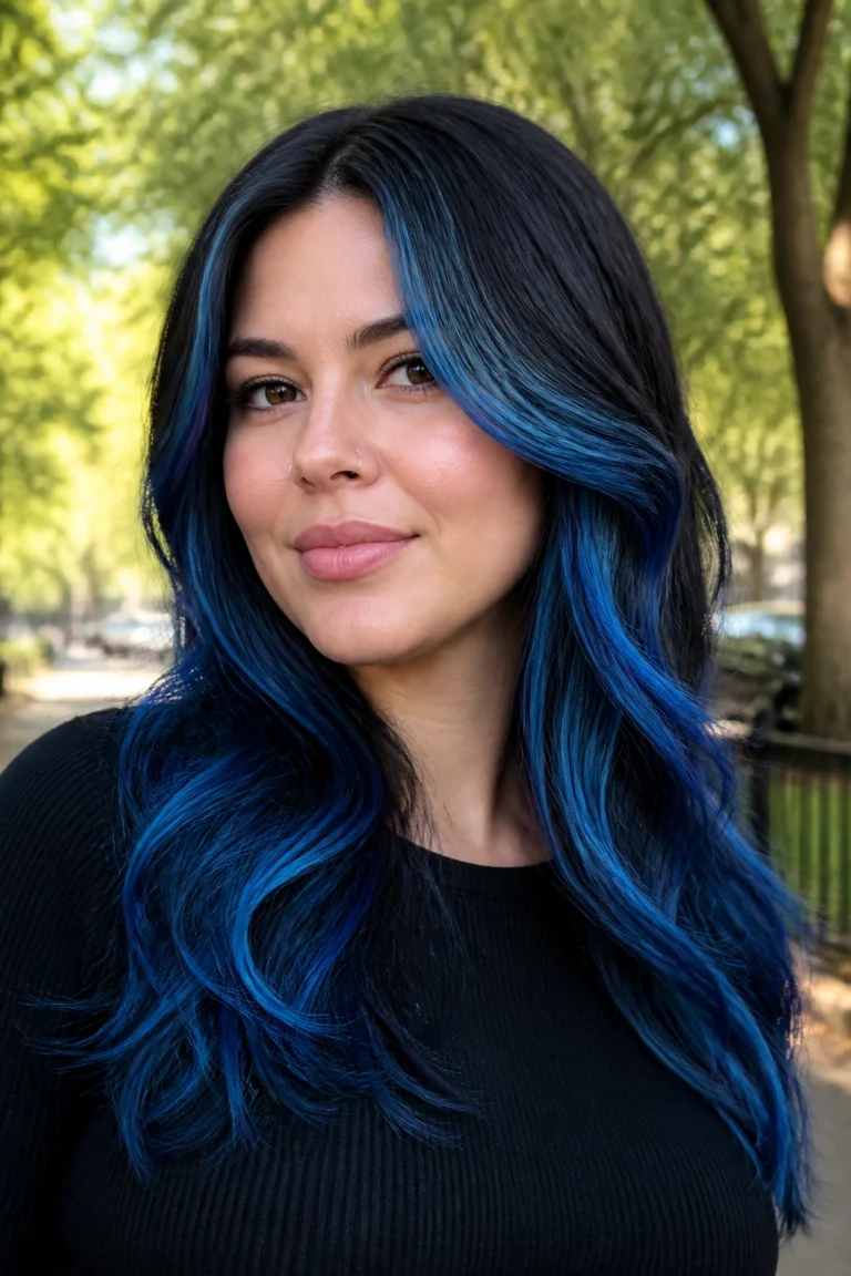 18 Blue Hairstyles for Round Faces