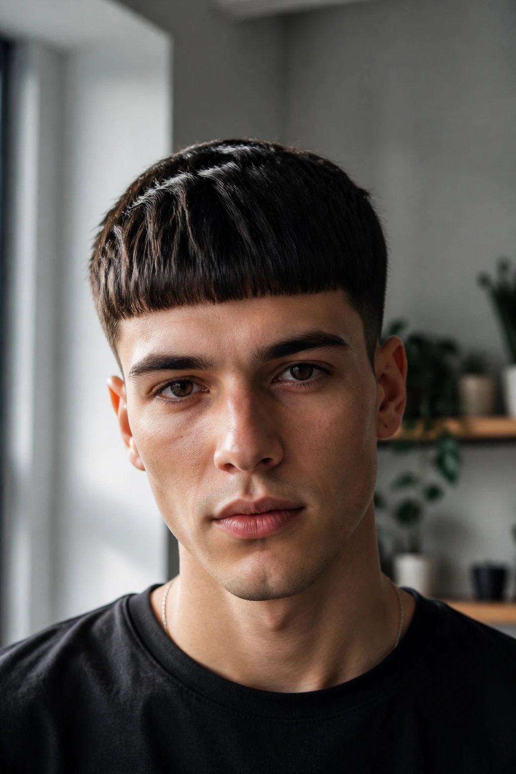 Close-up of a man with blunt bangs