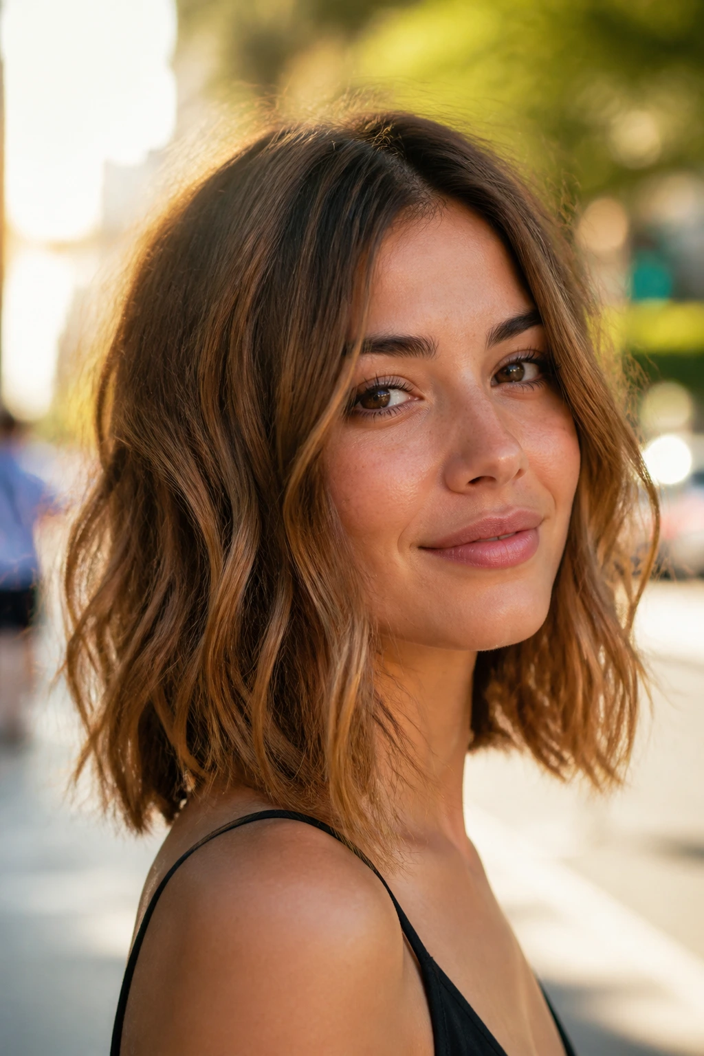 Real woman with blunt-textured long bob
