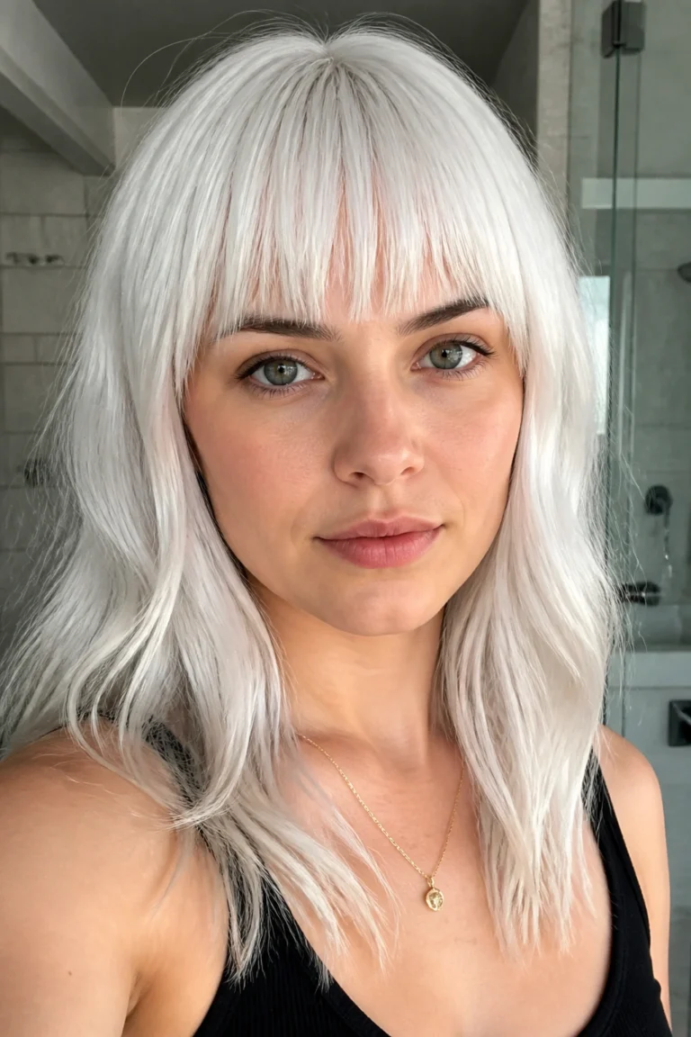 28 White Bangs Ideas for Round Faces