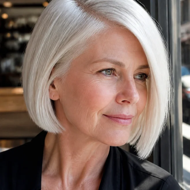 22 White Hair Color Ideas for Round Faces