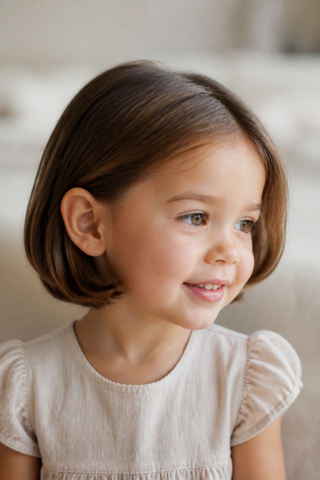 Close-up of a child showing a rolled under bob tuck