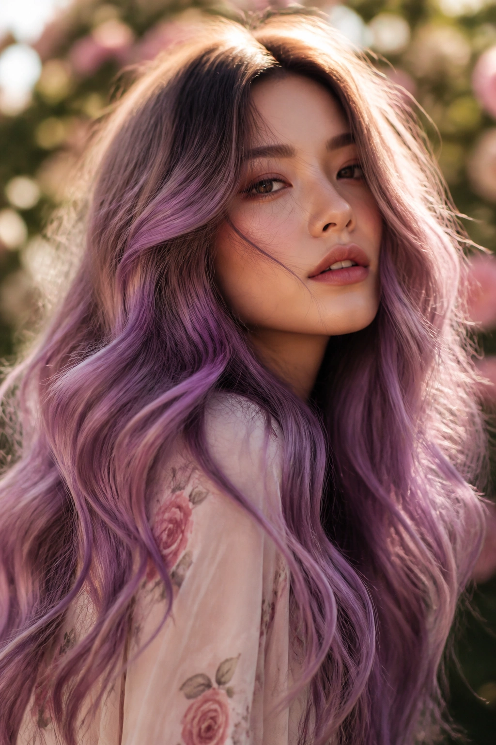 Boho waves with multi-tonal lilac on a real person