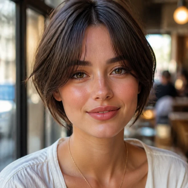30 Short Curtain Bangs for Round Faces