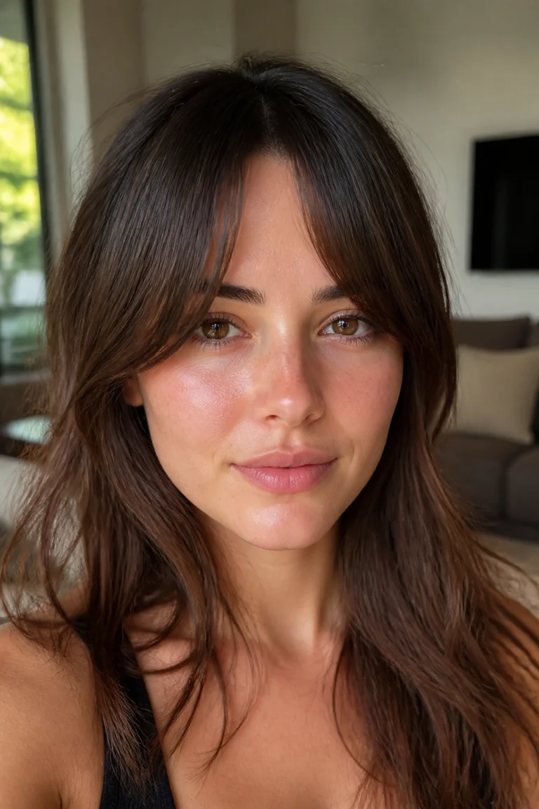 20 Half Bangs Ideas for Round Faces