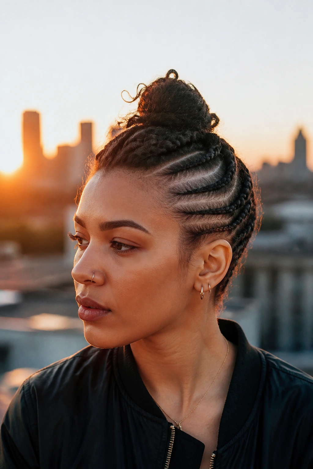 Portrait of real person with braided side undercut