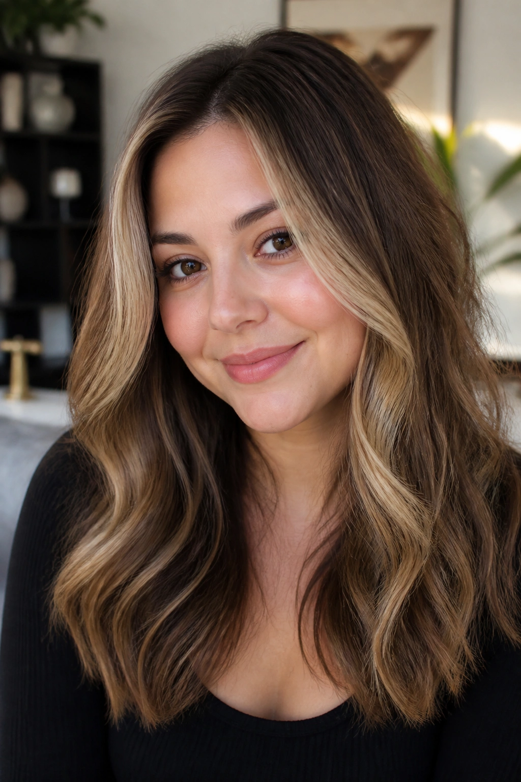 Bronde base with money pieces for round face
