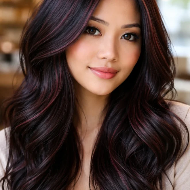18 Red Black Highlights for Round Faces