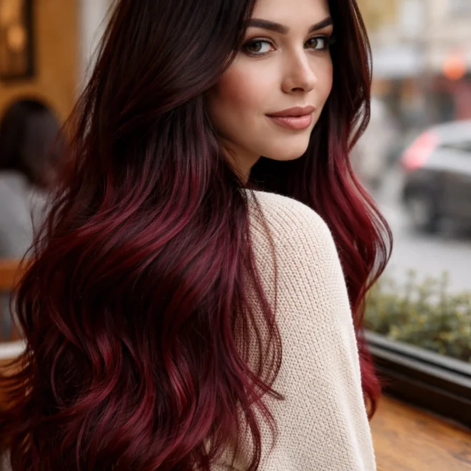 20 Burgundy Red Ombre Hair Ideas for Long Hair
