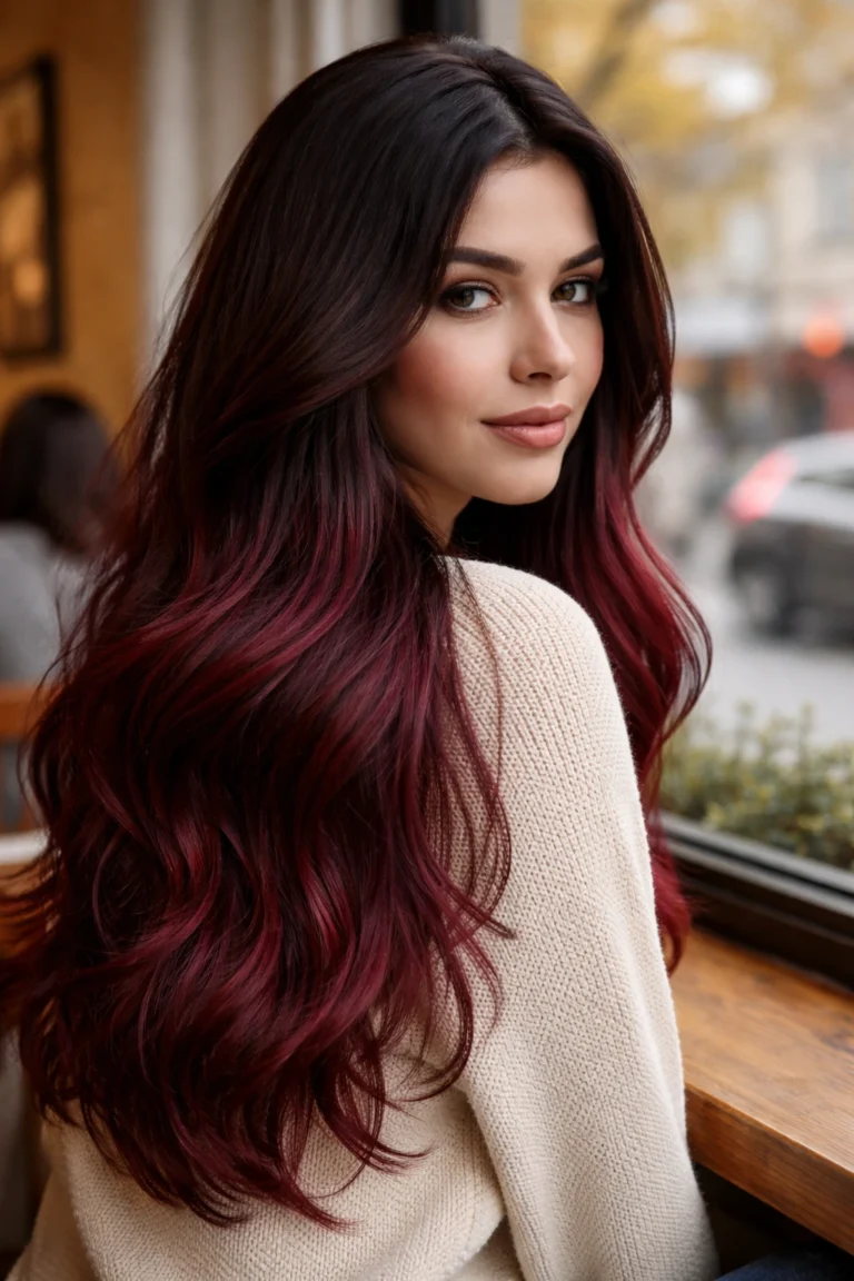 20 Burgundy Red Ombre Hair Ideas for Long Hair