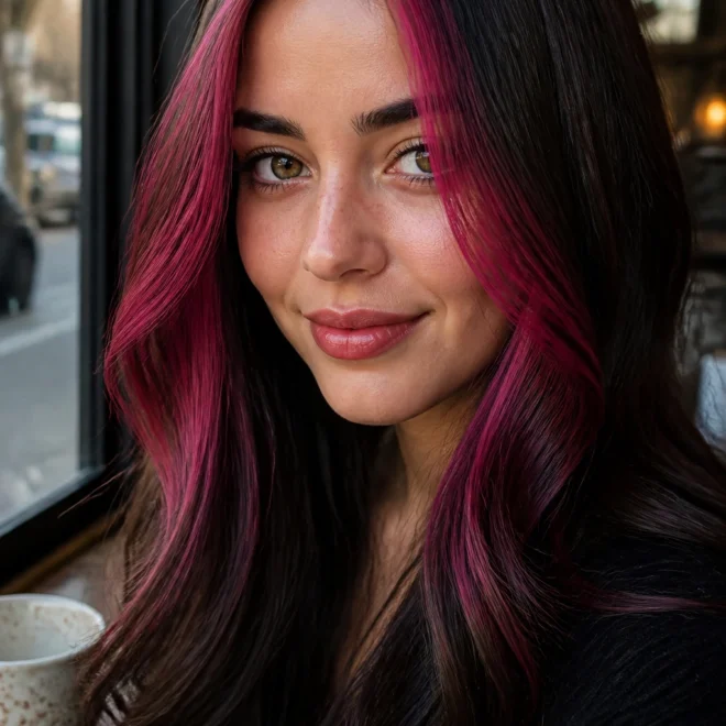 28 Burgundy Pink Highlights for Brown Hair