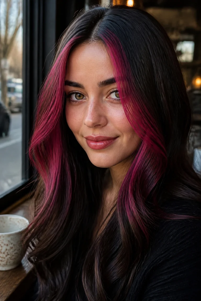 28 Burgundy Pink Highlights for Brown Hair