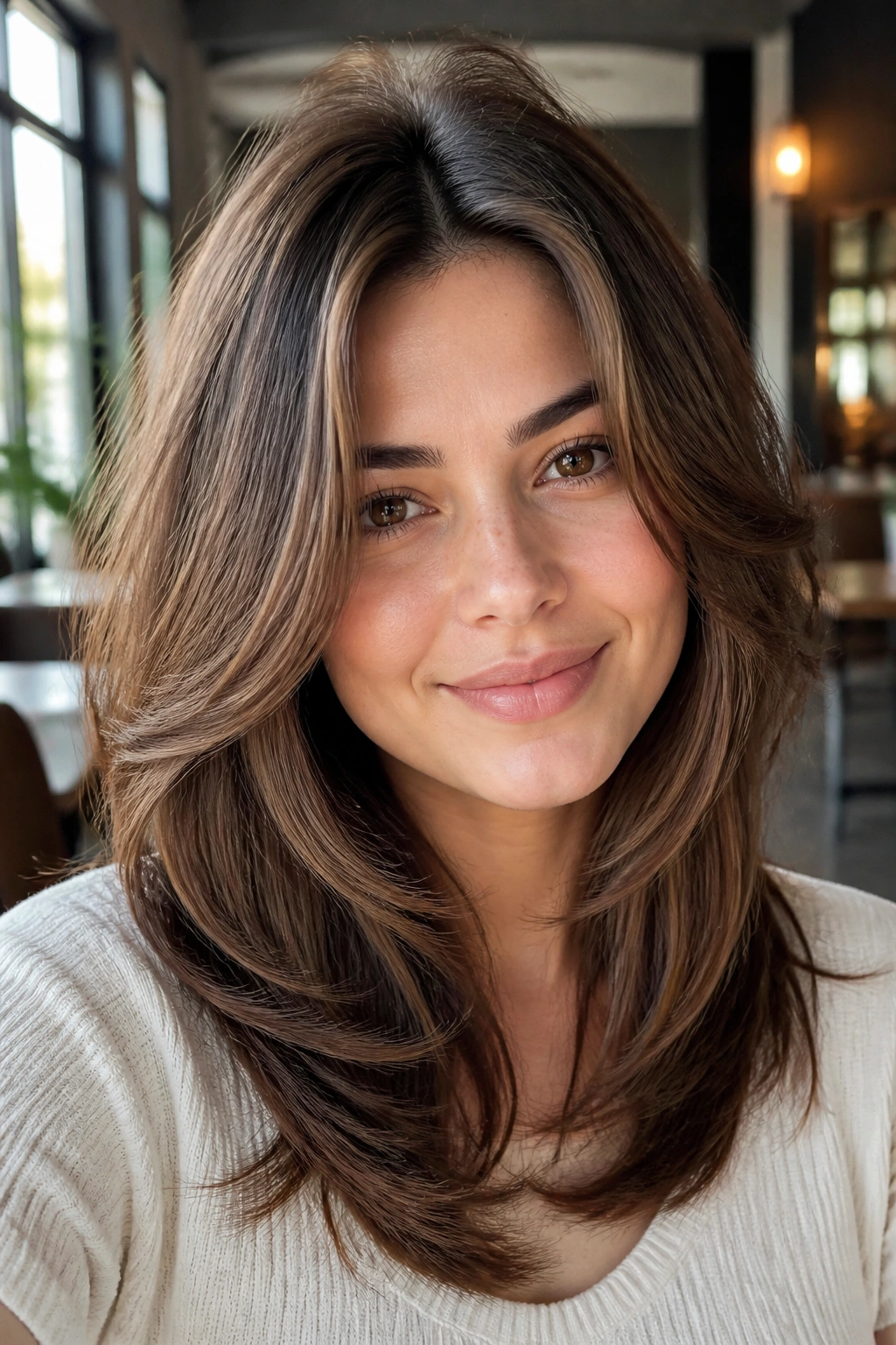 Portrait of a real woman with butterfly layers and lifted crown
