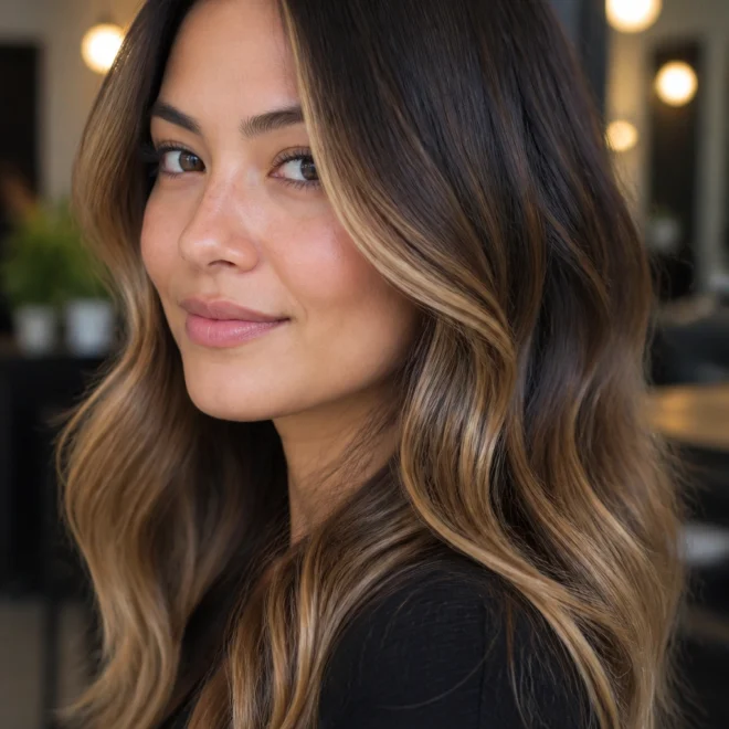 28 Brown Highlights for Round Faces