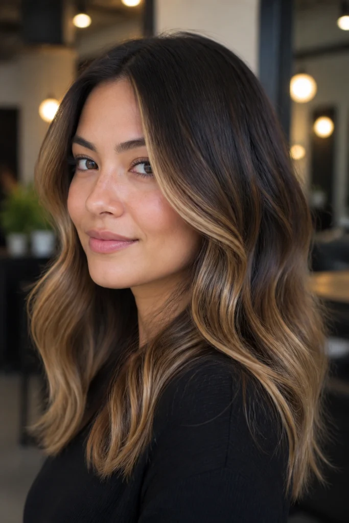 28 Brown Highlights for Round Faces