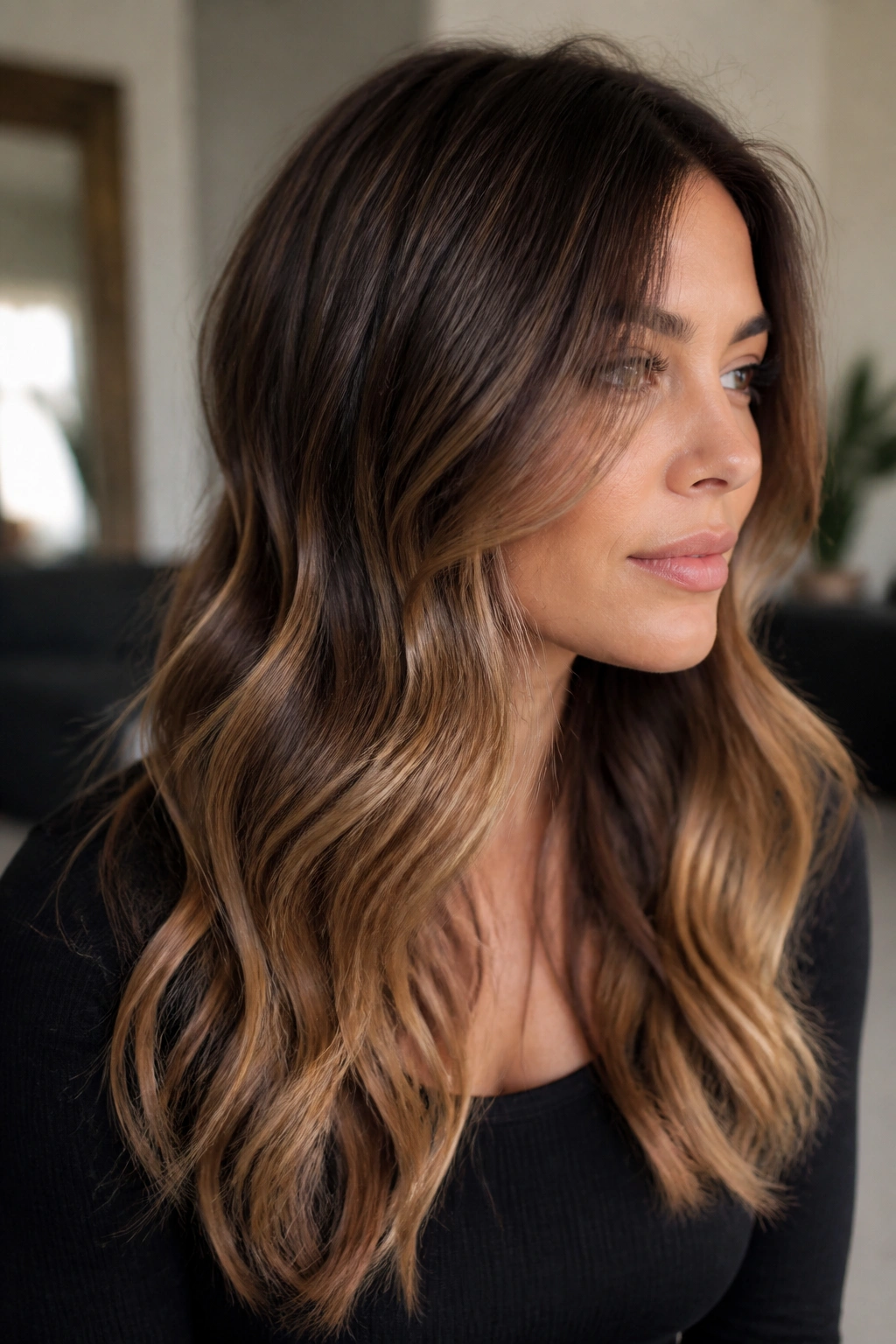 Portrait of a real person with caramel sombre gradient