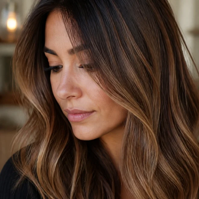 18 Chocolate Brown Balayage Looks for Round Faces