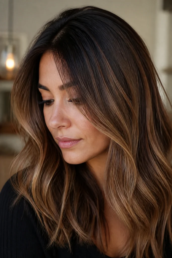 18 Chocolate Brown Balayage Looks for Round Faces