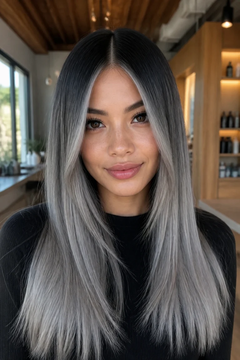 28 Black Silver Ombre Hair Ideas for Long Hair