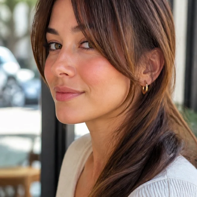 25 Thick Side Bangs for Round Faces
