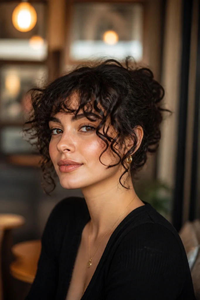 18 Curly Bangs Ideas for Round Faces