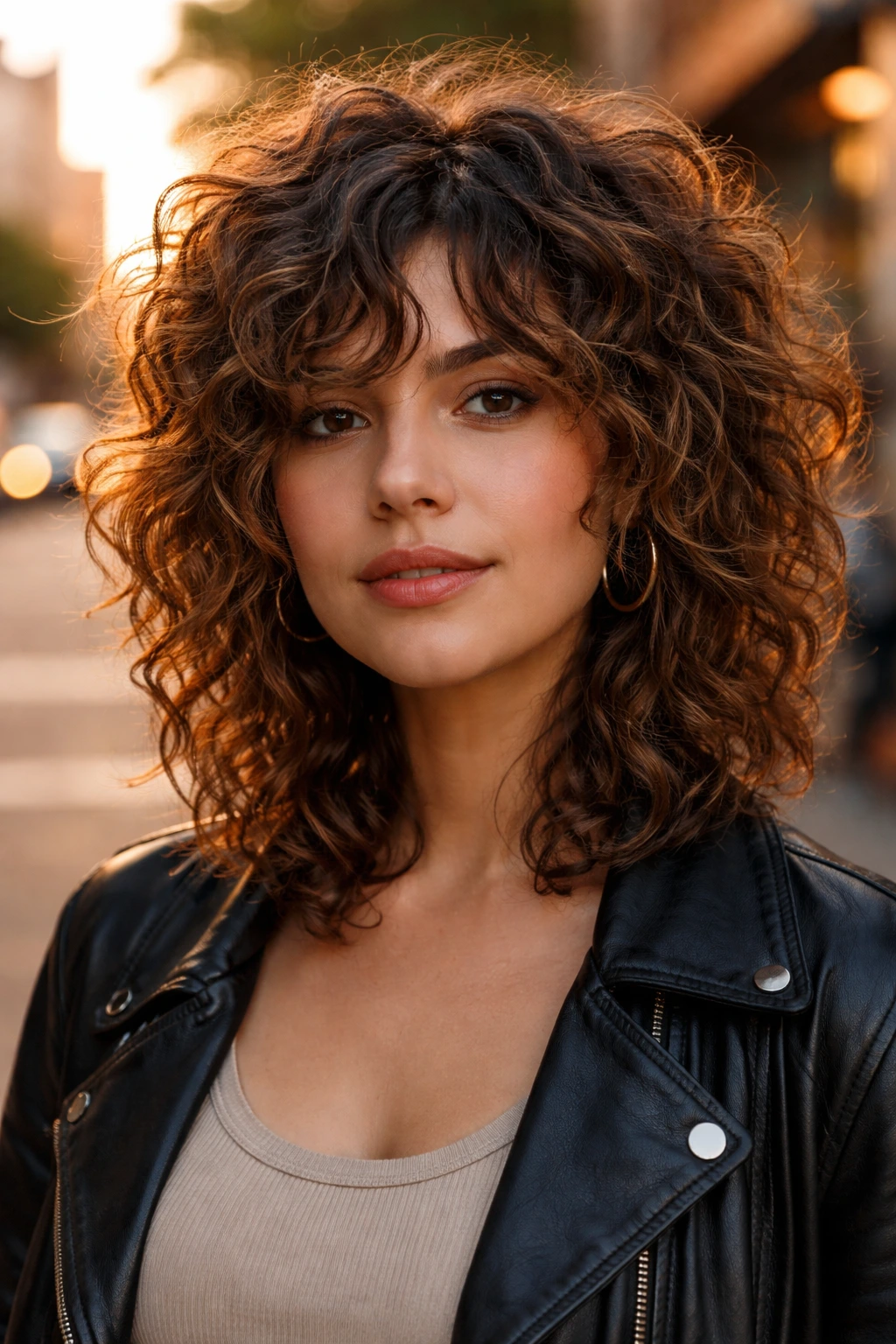 Close-up of a real person with choppy layered shag showing texture and movement.