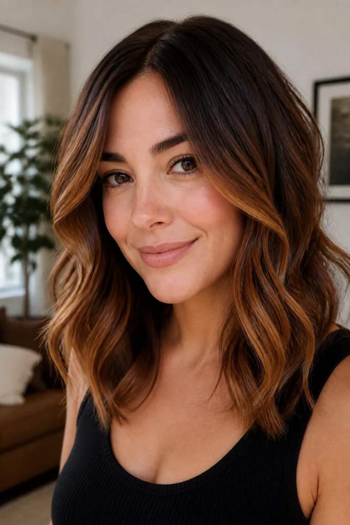 25 Red Brown Highlights for Round Faces