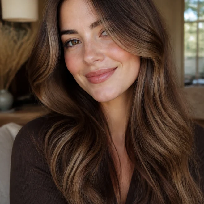 30 Chocolate Brown Hair Color Ideas for Round Faces